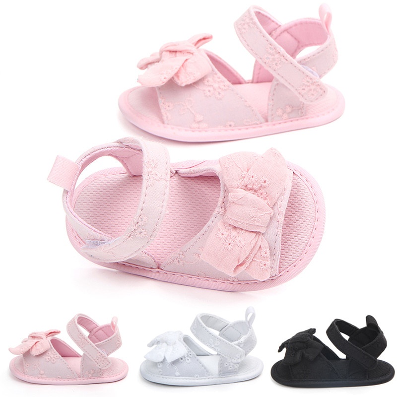 Giày Sandal Cotton Mềm Mại Đính Nơ Thời Trang Xuân Hè Cho Bé Gái Tập Đi