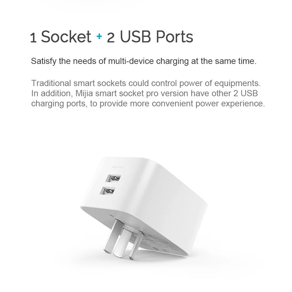 ◎✙Ổ Cắm Thông Minh Xiaomi Mijia USB Đôi Kết Nối Bluetooth/ Wifi Có Nút On/Off Điều Khiển Không Dây Qua Điện Thoại