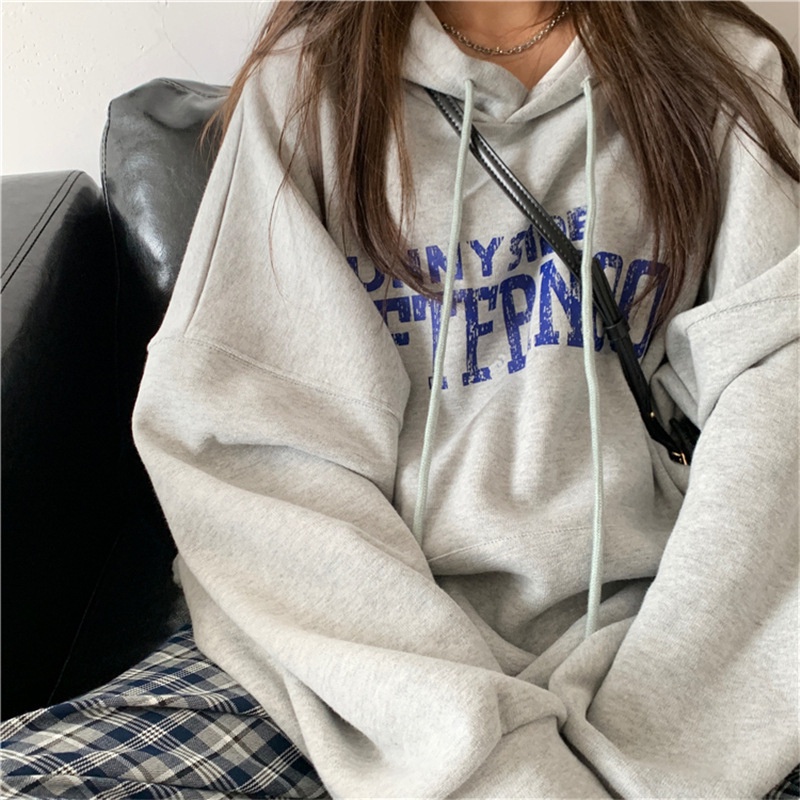 Áo Hoodie Mỏng Dáng Rộng In Chữ Phong Cách Hàn Quốc Thời Trang Mùa Thu 2022 Mới