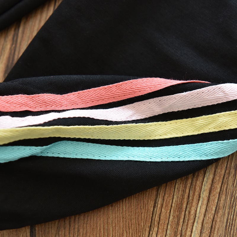 Quần nữ phiên bản Hàn Quốc quần thể thao cotton sọc cầu vồng