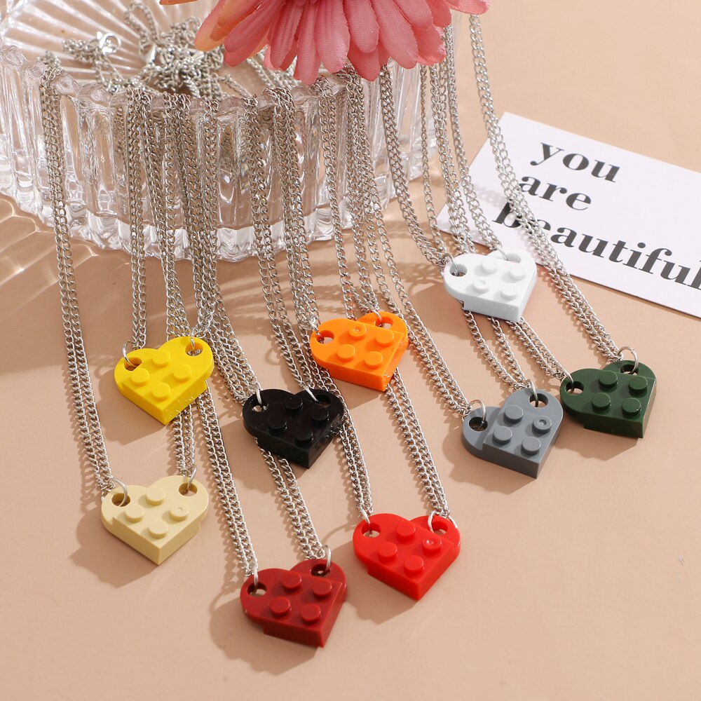 Set 2 vòng cổ mặt mảnh ghép lắp ráp hình trái tim cho cặp đôi