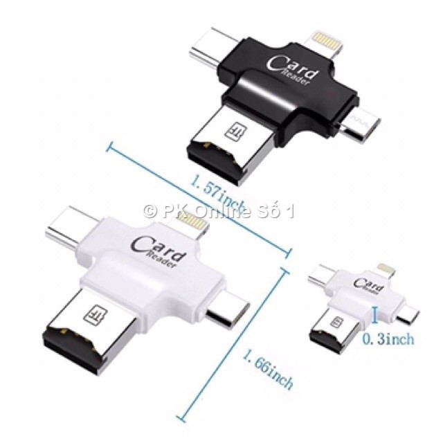 Đầu đọc thẻ nhớ Micro SD 4 in 1 cho Iphone Và Android