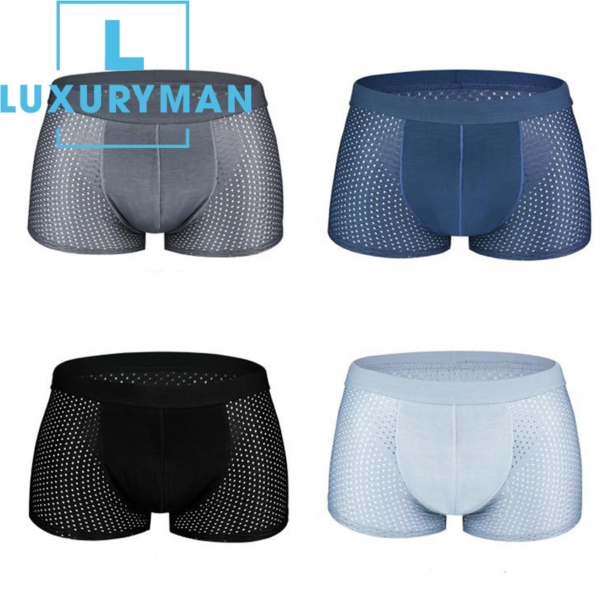Hộp 4 chiếc sịp đùi thông hơi cao cấp dành cho nam, chất liệu mềm mịn bền đẹp thoáng mát
