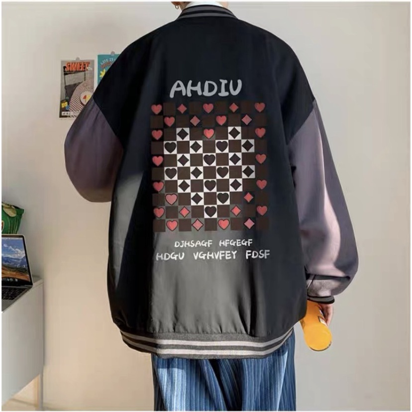 Áo Khoác Bomber Nam Nữ AHDIU Vải Dù Mero 2 Lớp Phối Nút Bấm Phong Cách Ulzzang Học Sinh Thời Trang Hot Trend Mới