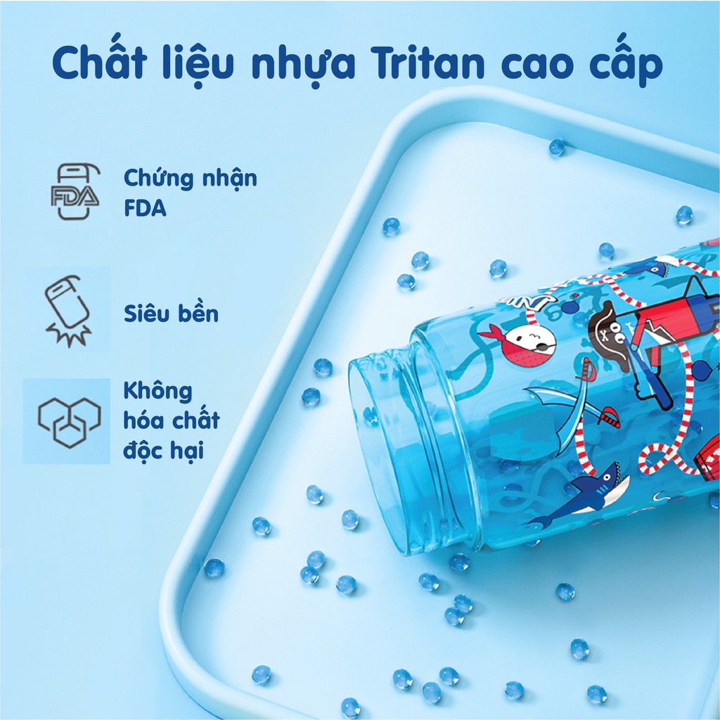Bình uống nước có ống hút cho bé từ 12 tháng đến 5 tuổi nhựa Tritan không chứa BPA, dành cho bé mẫu giáo chính hãng UEK