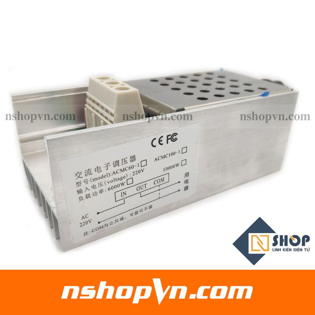 Mạch Dimmer AC 10000W điều chỉnh hạ điện áp 220V xuống điện áp mong muốn dùng cho đèn sợi đốt, động cơ, bình đun nước