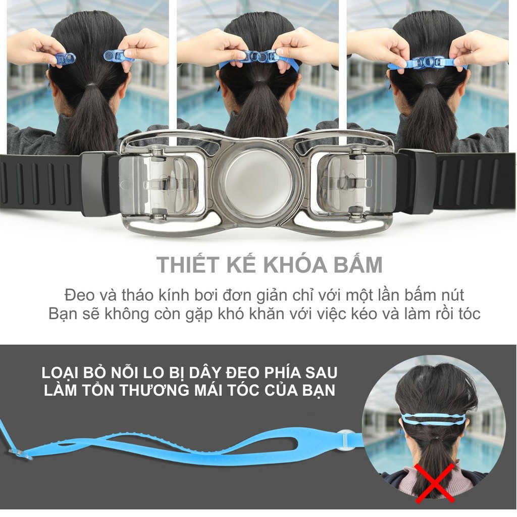 Kính bơi tráng gương chống nước, chống mờ, chống tia UV