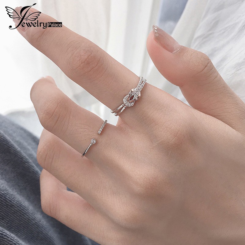 Nhẫn bạc 925 sterling bạc nữ pavé kim cương