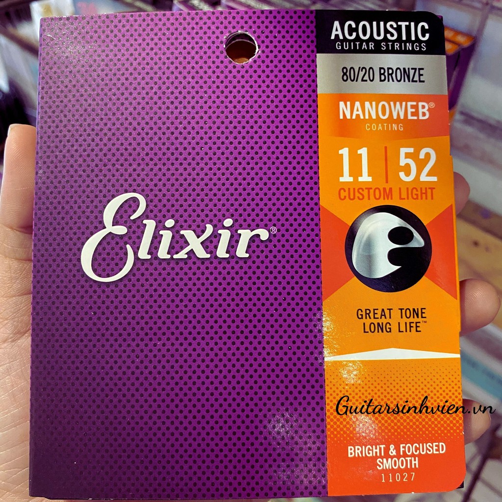 CHÍNH HÃNG-Dây đàn guitar acoustic ELIXIR 11027 SIZE 11