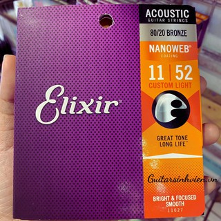 CHÍNH HÃNG - Dây đàn guitar acoustic ELIXIR 11027 16027 SIZE 11 + SIZE 10