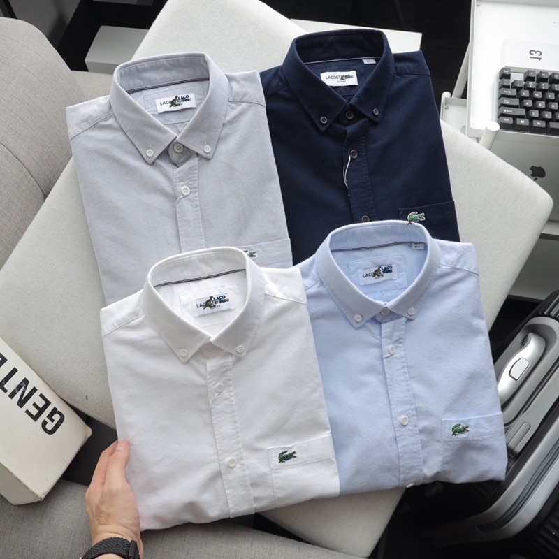 Áo sơ mi trơn ngắn tay nam công sở vải oxford 100% cotton LCST0001