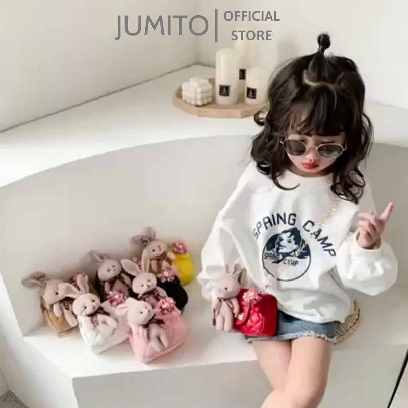 Túi xách nữ đeo chéo cho bé da trám kèm gấu hot hit JUMITO SA890