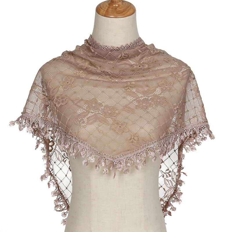 Khăn Choàng Ren Tam Giác In Họa Tiết Hoa Nhẹ Nhàng Cho Nữ