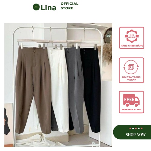 Quần Baggy Nữ Quần Tây Nữ Lưng Cao Kaki Đẹp Sang Chảnh Công Sở LINASTORE 011 | BigBuy360 - bigbuy360.vn