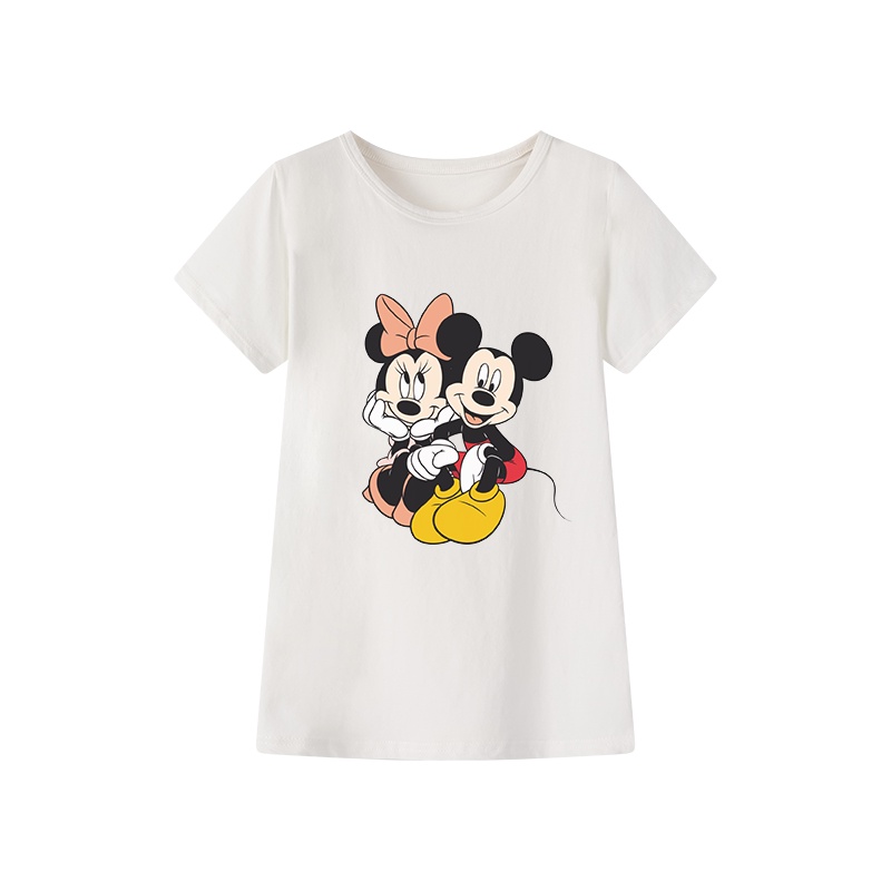 Đầm thun in hình chuột Mickey và Minne cao cấp mềm mại dành cho bé gái 2-8 tuổi