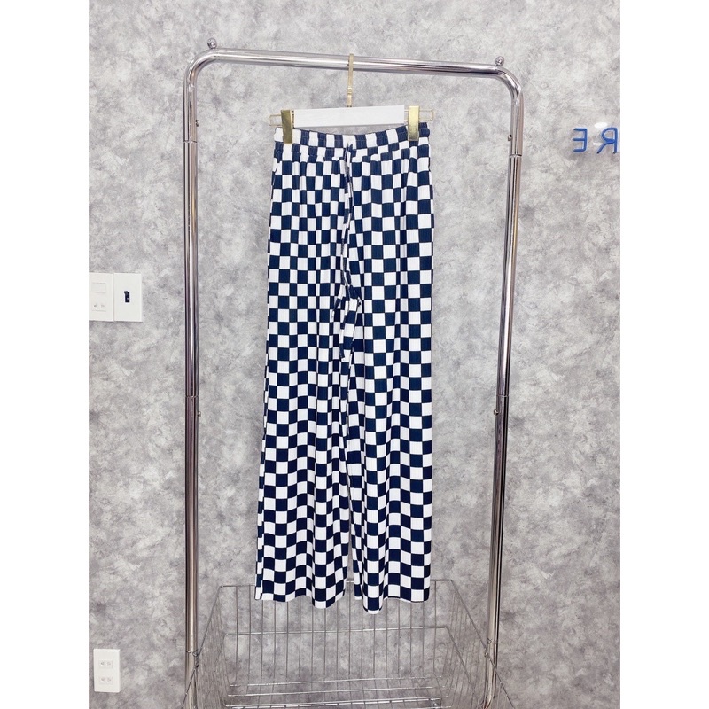 Quần suông caro vải thun gân vải đẹp giá tốt