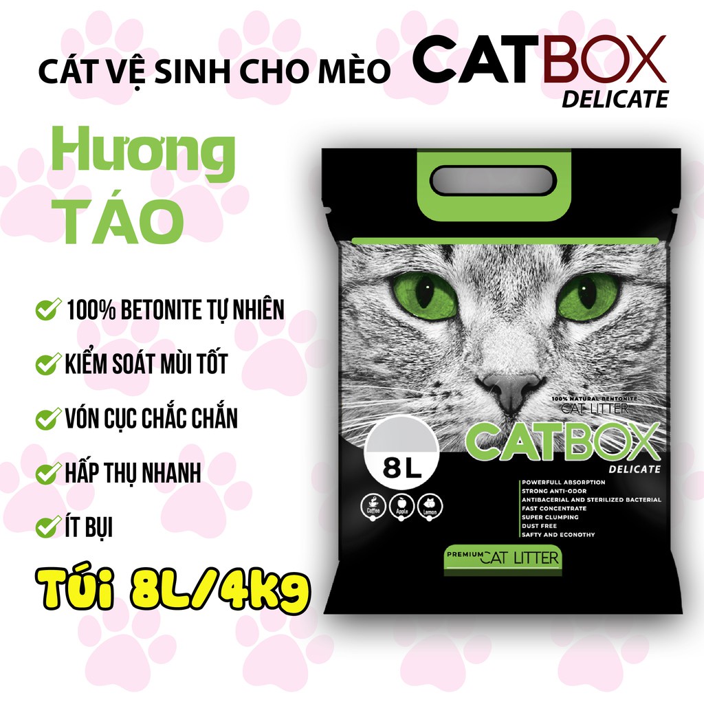 Cát vệ sinh cho mèo bổ sung than hoạt tính CATBOX túi 8L