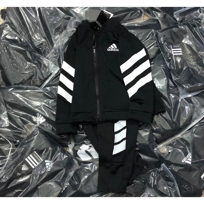 Bộ kéo khoá thể thao đen sọc trắng Adidas chất uni 12-36kg