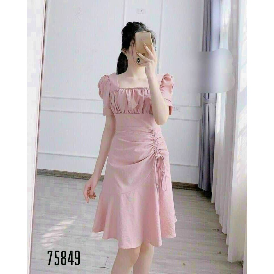 [Đủ size 45-71kg] Váy nữ - Freeship - Đầm Hồng, vàng trắng cổ vuông xòe đuôi cá sang trọng dự tiệc, dạo phố (big size) | BigBuy360 - bigbuy360.vn