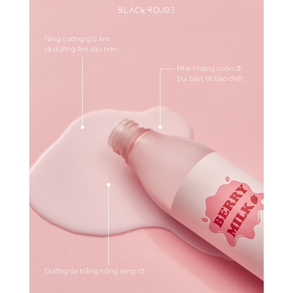 Nước hoa hồng dưỡng ẩm Black Rouge Real Strawberry Milk Toner 200ml