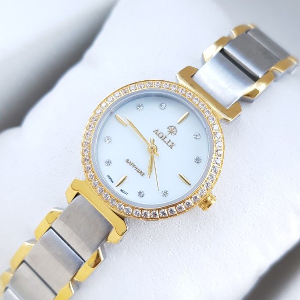 Đồng hồ Nữ AOLIX Chính hãng, mầu trắng,  cao cấp, sang trọng, kính Sapphire, Full hộp, thẻ bảo hành