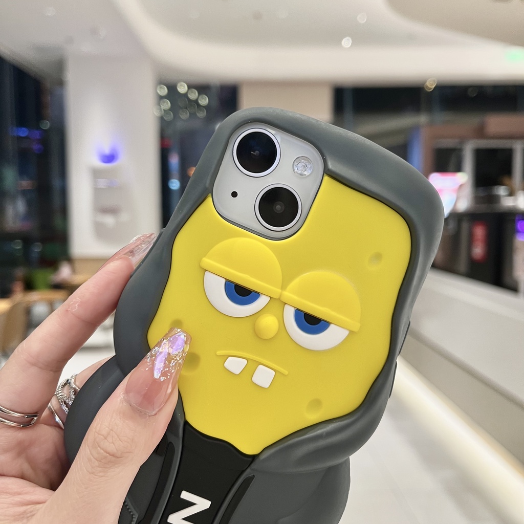 Ốp Điện Thoại Hình SpongeBob Màu Đen Cho iPhone13Pro iP12Pro XR iPhone11 12Promax 13Promax 11 12 13