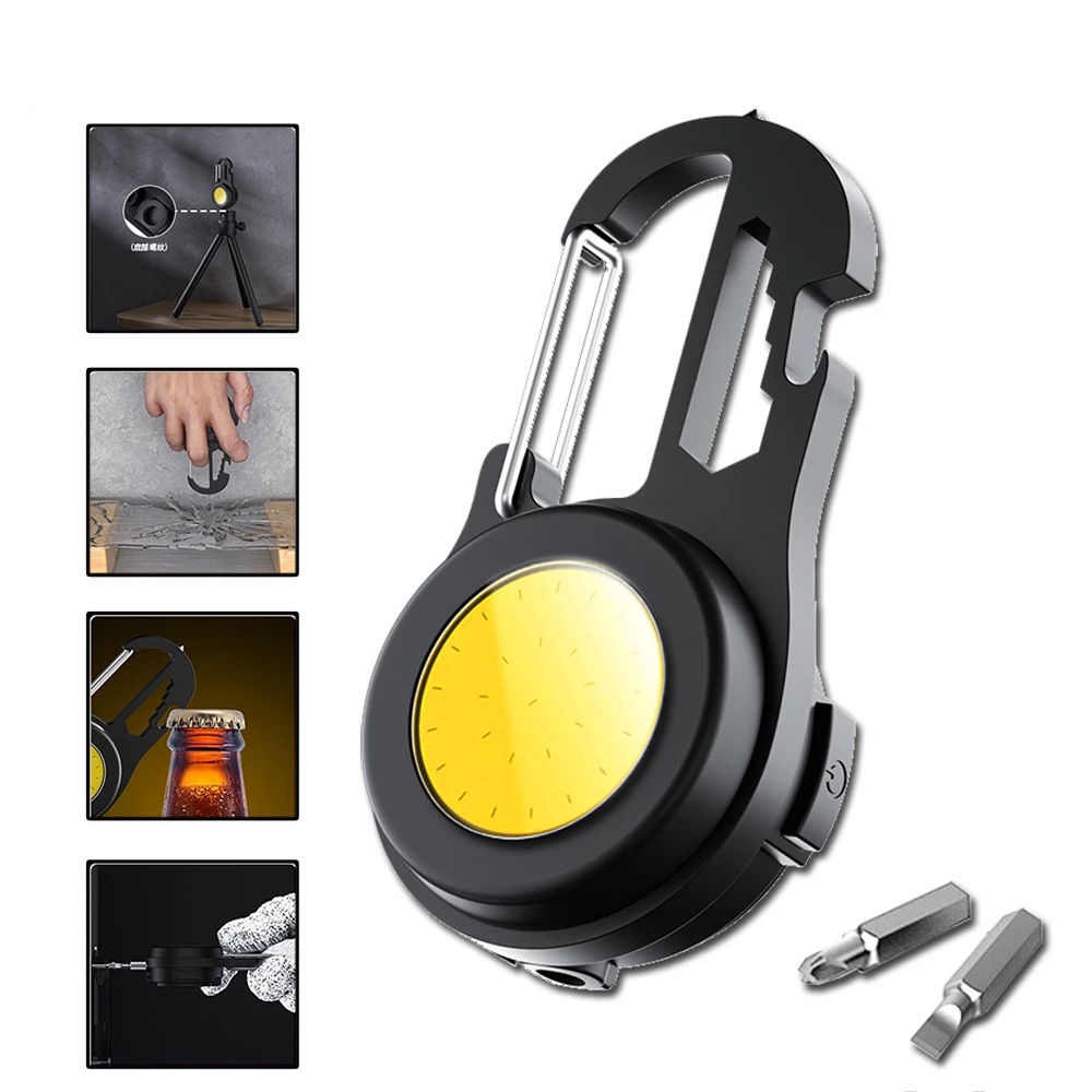 Móc Khóa Đèn LED COB Mini Đa Năng 6 Trong 1 Có Thể Sạc Lại Bằng Cổng USB Dùng Khi Đi Cắm Trại
