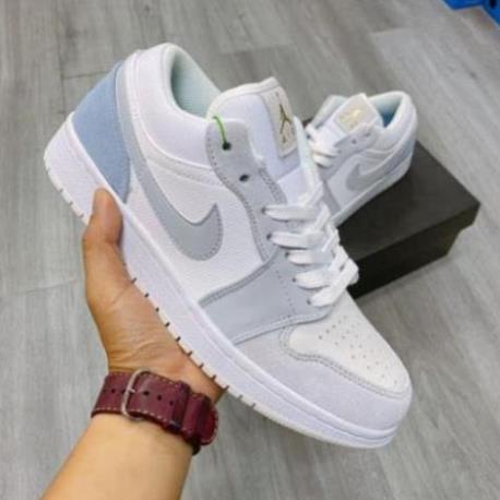 [Ảnh + Video Thật] Giày Jordan 1 Low Paris Trắng Xám, JD1 Low Paris Cổ Thấp Gót Xanh Thời Trang Hot Hit 2021