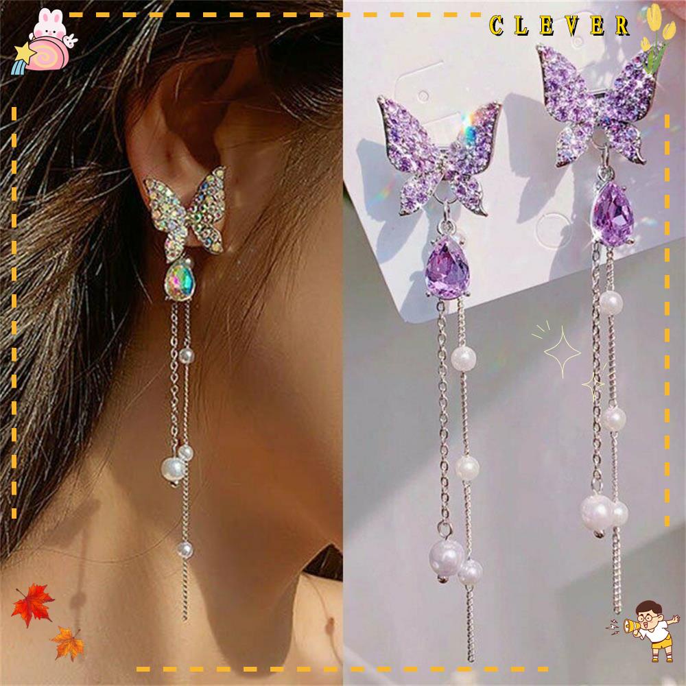 Khuyên Tai Nữ Trang Dáng Dài Tạo Hình Cánh Bướm