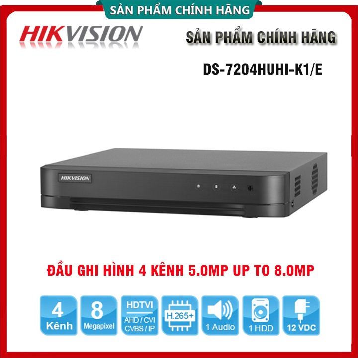 Đầu ghi hình Camera HIKVISION 4/8 kênh 5.0MP DS-7204HUHI-K1/E (S)/ DS-7208HUHI-K1/E (S) | HIVIZ  PRO 5.0MP 4/8 KÊNH