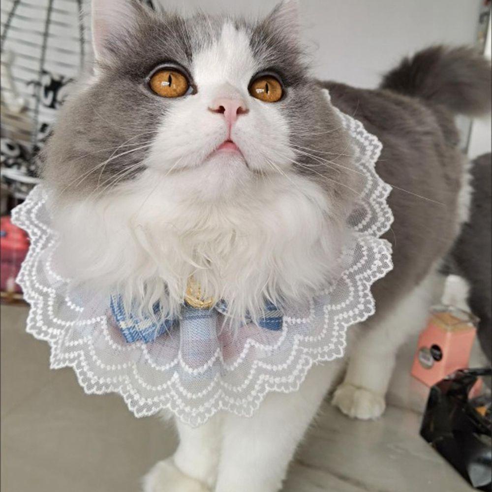 Yếm Đeo Cổ Đính Nơ Họa Tiết Sọc Caro Hồng Cho Thú Cưng