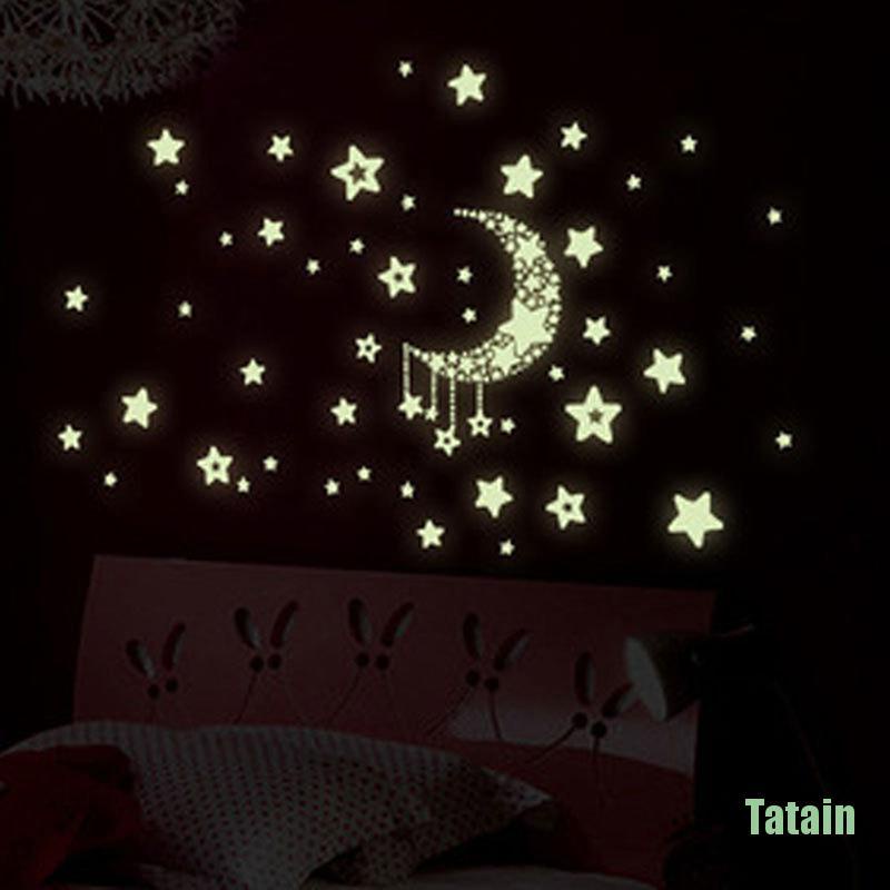 [TAIN] Đề can dán trần nhà phòng trẻ em hình ngôi sao mặt trăng phát sáng trong bóng tối GFH