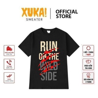 Áo thun tay lỡ XUKA cotton co dãn 4 chiều dáng unisex form châu á in hình Run On The Wild Side
