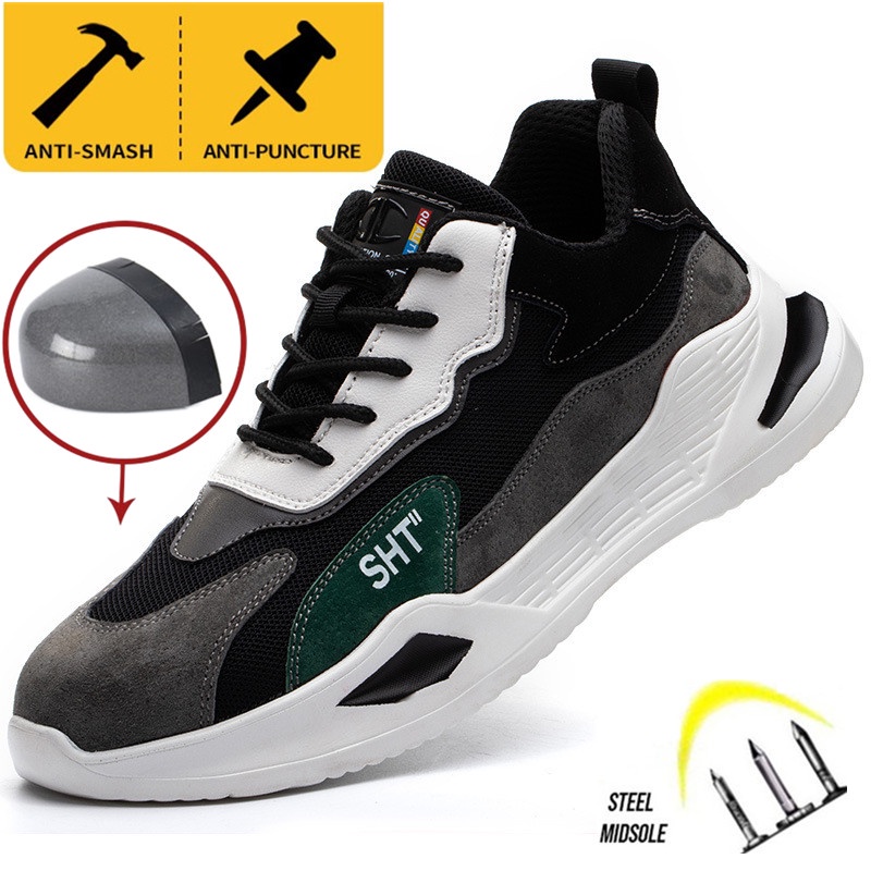 Giày Thể Thao Siêu Nhẹ Bảo Vệ An Toàn Mũi Thép Chống Đâm Thủng Chống Va Chạm Khử Mùi Thoáng Khí