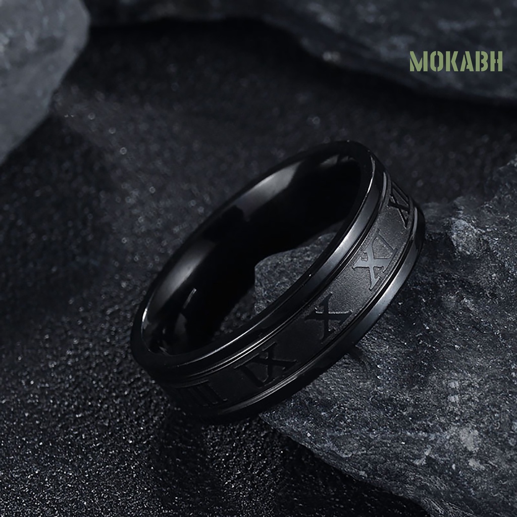 Nhẫn Thép Titan Khắc Chữ Số La Mã Sáng Tạo Thời Trang Unisex
