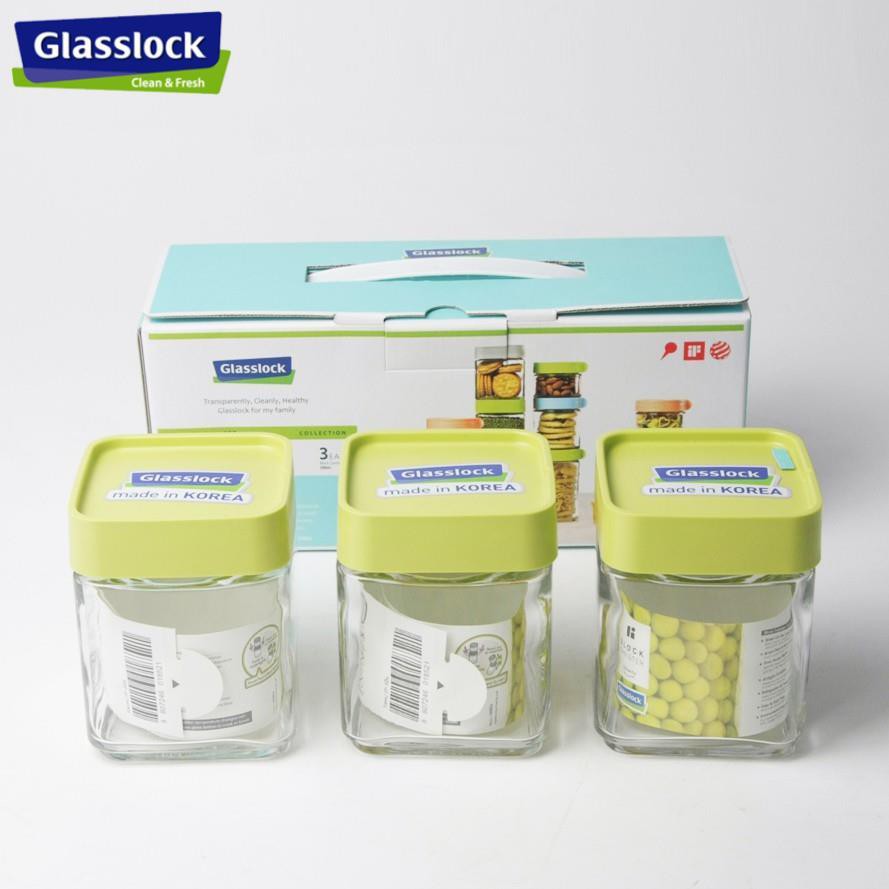 Hũ Đựng Gia Vị Thủy Tinh Glasslock 500ml nắp vặn vuông- IP604