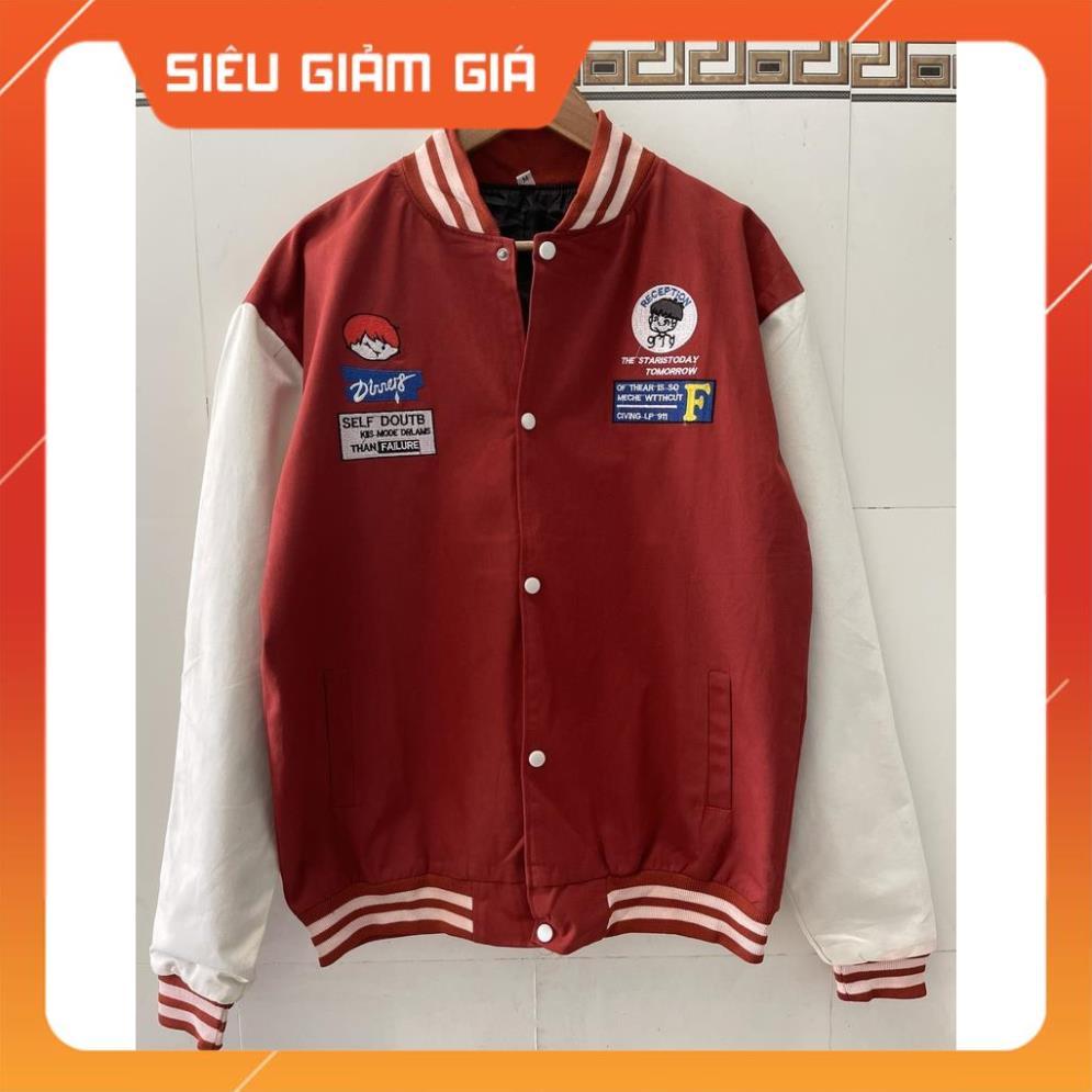 ÁO BOMBER THÊU CẬU BÉ MÀU ĐỎ freeship hoàn xu streetwear