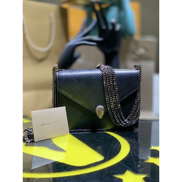 Túi BVL GARI vân đen lì xích pha da siêu sang huyền bí fullbox size 20 đẹp mê