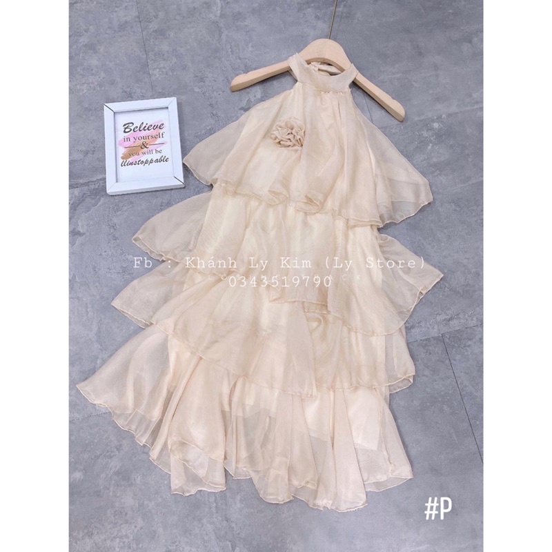 Đầm Váy yếm tầng vải tơ mềm màu bee xinh xỉuuuu mặc đi du lịch thì best lun, công túa bánh bèo lắm