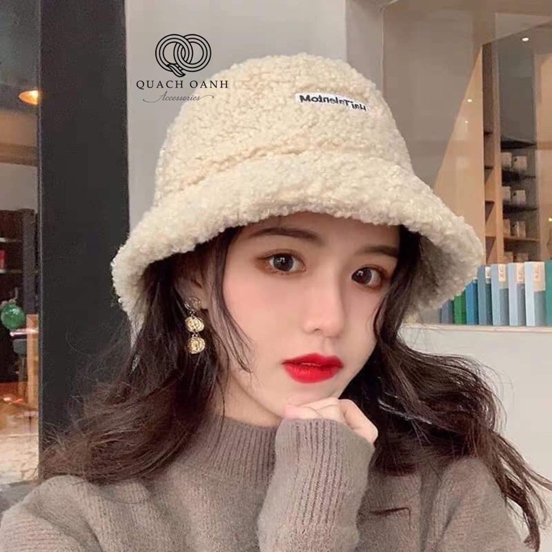 Nón Lông cừu Bucket Retro Phong Cách Ulzzang