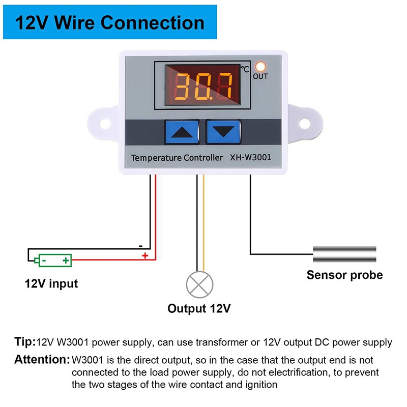 Set 3 Bộ Điều Khiển Nhiệt Độ Kỹ Thuật Số Xh-W3001 12v 10a 120w