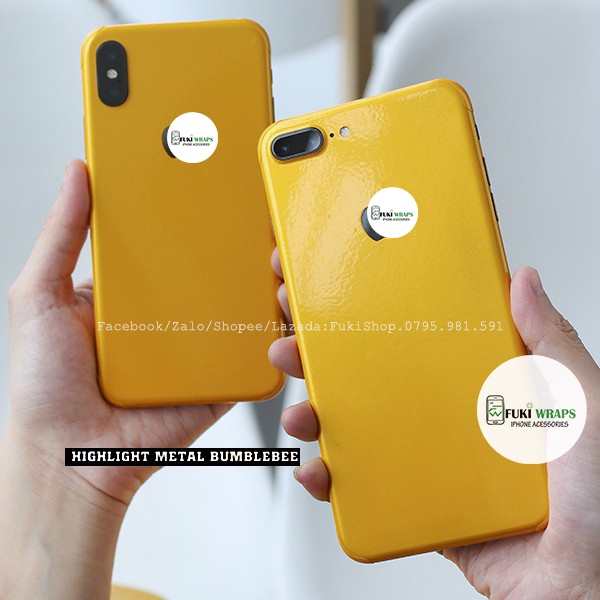 Tấm Dán Skin mặt sau Glossy Bumblebee Vàng Full Viền Dành cho 13prm , 12prm , 11prm , xsm , ip11 , ip12  - FukiShop
