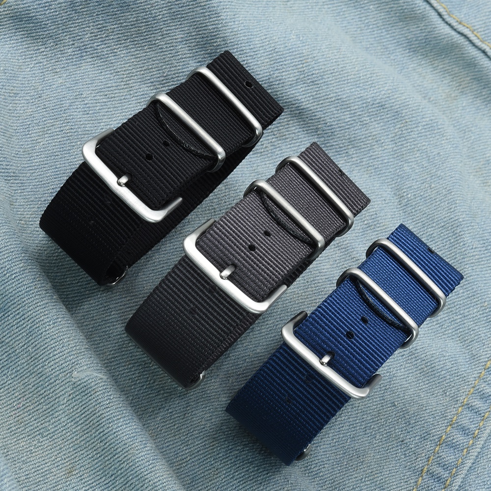Dây Đeo Đồng Hồ Thay Thế Bằng Vải Bạt Nylon Sọc Thời Trang Chất Lượng Cao 20mm 22mm