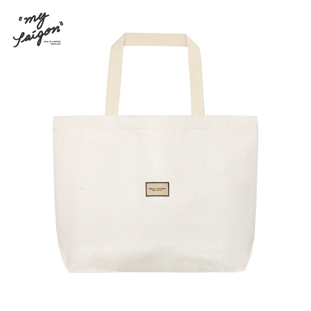 Túi Tote Vải Canvas Cao Cấp - Size lớn, Dây đeo không nhăn, Có khóa kéo, Ngăn phụ bên trong - My Saigon Ver 2