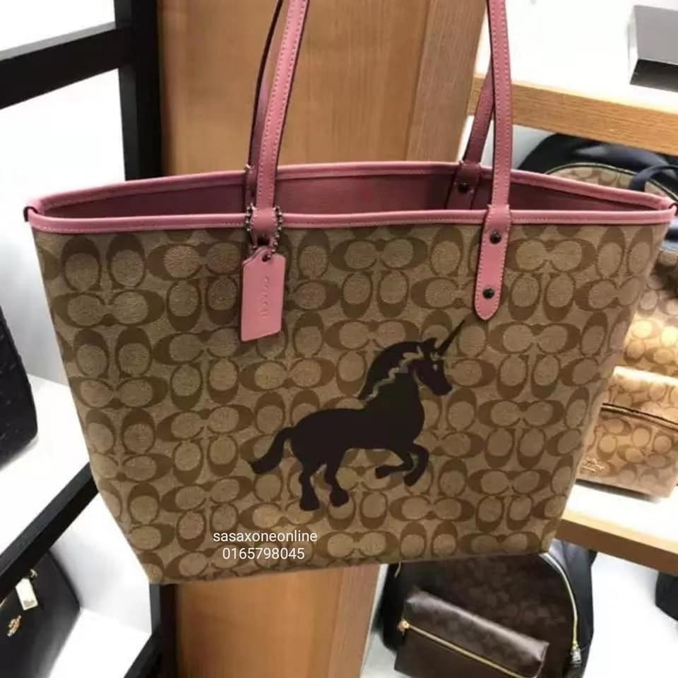 Túi xách REVERSIBLE CITY TOTE IN SIGNATURE CANVAS COACH F78256
