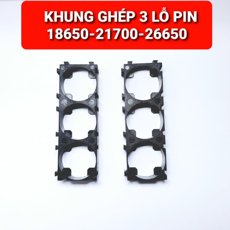 achun.vn - BỘ 2 MIẾNG - khung 3 lỗ kết hợp pin 18650/21700/26650 với lưỡi lê có thể được ghép nhiều miếng