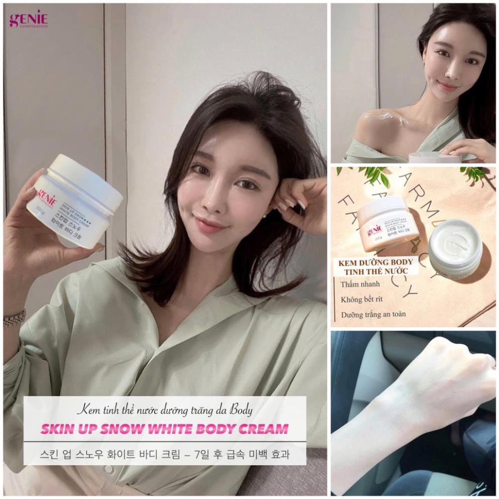 KEM BODY TINH THỂ NƯỚC GENIE SKIN UP SNOW WHITE BODY CREAM 200G CHÍNH HÃNG