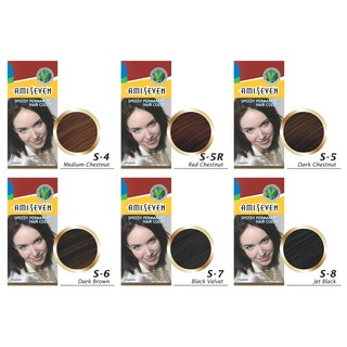 [ĐẦY-ĐỦ-PHỤ-KIỆN] Thuốc nhuộm tóc Ami Seven S6 Dark Brown (Nâu đậm)
