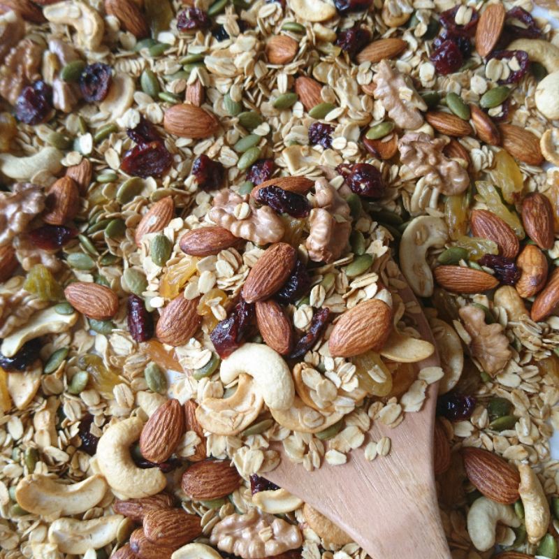 500GRAM GRANOLA CAO CẤP (NGŨ CỐC ĂN SÁNG, ĂN KIÊNG, NHIỀU HẠNH NHÂN, ÓC CHÓ, HẠT ĐIỀU, HẠT BÍ, ÍT YẾN MẠCH, KHÔNG MACCA) | BigBuy360 - bigbuy360.vn