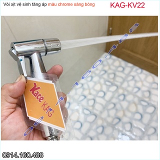 Vòi xịt vệ sinh cao cấp KAG-KV22, vòi rửa bồn cầu xịt mạnh tia nước thẳng thiết kế đẹp màu inox bóng